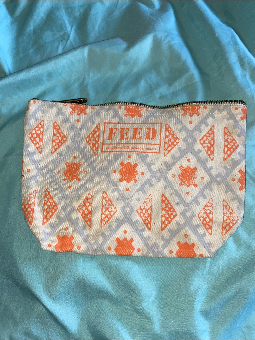 FEED Canvas Cosmetic Pouch in Orange and Light grey